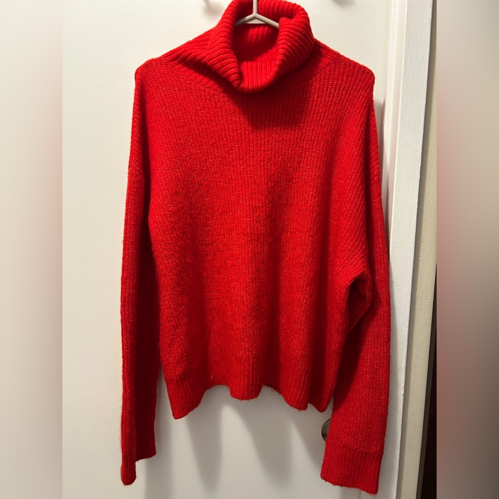 H&M Red Cowl Neck Sweater with Relaxed Fit